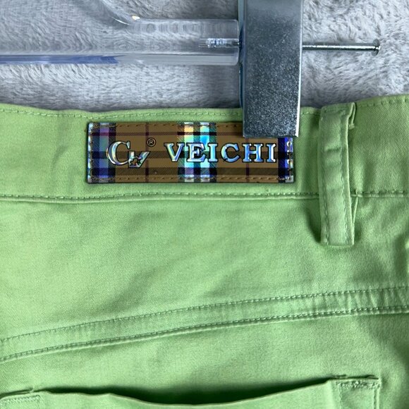 CV Veichi Skinny Jeans Embroidered Detail Ankle Slit Womens Green Size 31 - Picture 8 of 13